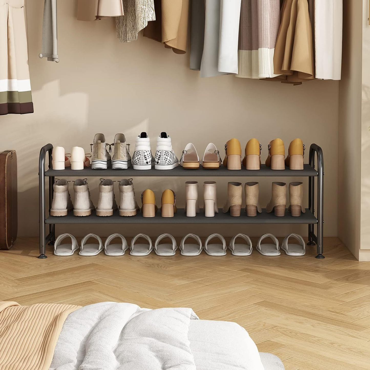 2-Tier Shoe Rack, Shoe Storage Organizer