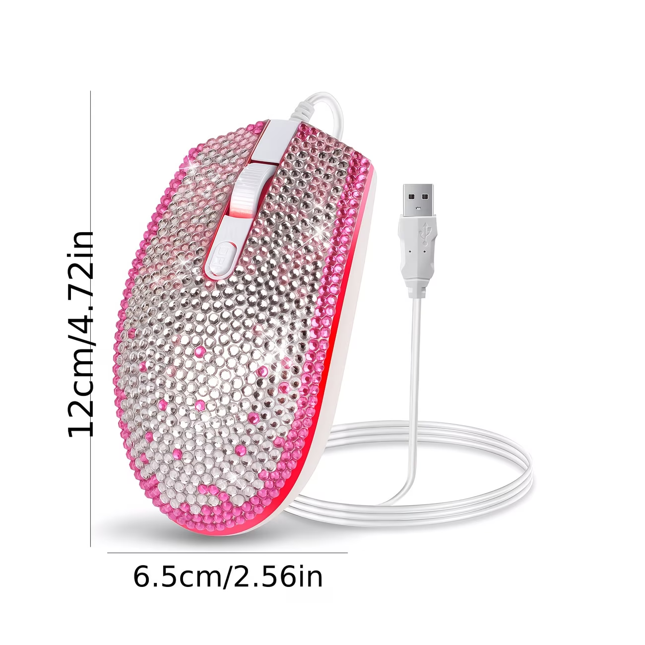 Sparkling rhinestone wired mouse - a sparkling crystal mouse suitable for desks, ladies, office decorations, and sparkling accessories