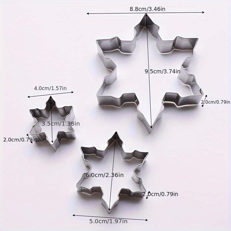 3-piece set of 3D Christmas snowflake stainless steel cookie cutters