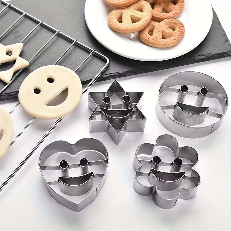 Stainless steel smiley face cookie cutter, DIY 4-piece mold set