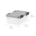 Four heavy-duty, BPA-free storage boxes with sealing lids and secure latches.