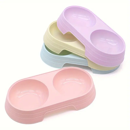 Dual-basin cat feeder - 2-in-1 food and water station, made of durable PP material