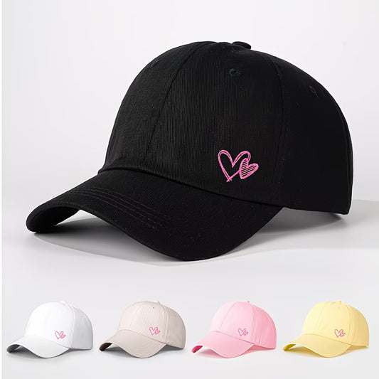 Printed Sequin Double-Heart Baseball Cap