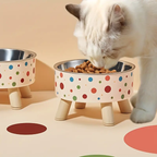 Cat bowl, stainless steel riser feeder with non-slip base, 13.5 oz cat water bowl