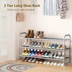 Shoe Rack with 3 Layers of Storage Suitable for Wardrobe Entrance Metallic Gray