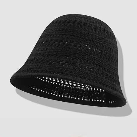 Fashionable openwork knitted bucket hat for women, small knitted bucket hat