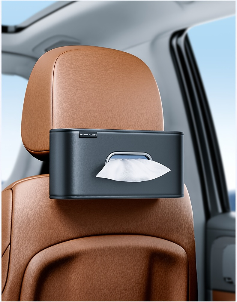1 Faux Leather Car Seat Back Tissue Box - Smooth Dispensing, Universal Type
