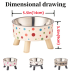 Cat bowl, stainless steel riser feeder with non-slip base, 13.5 oz cat water bowl