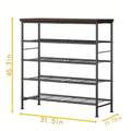 Five-tier shoe rack storage unit, made of metal.