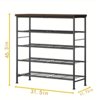 Five-tier shoe rack storage unit, made of metal.