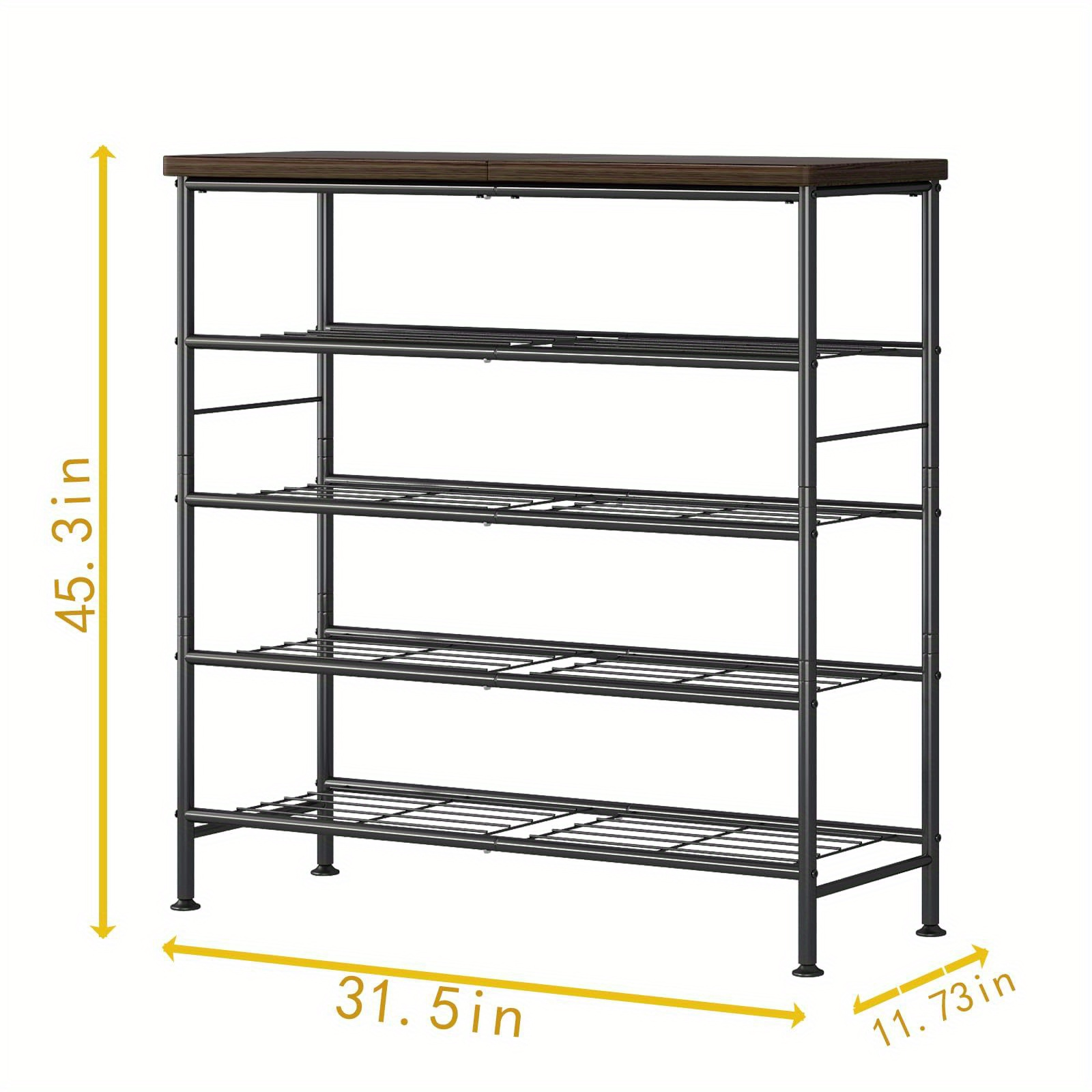 Five-tier shoe rack storage unit, made of metal.
