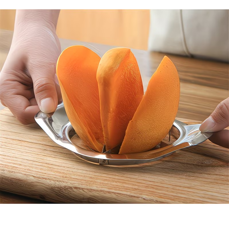 Stainless steel mango slicer and core removal tool