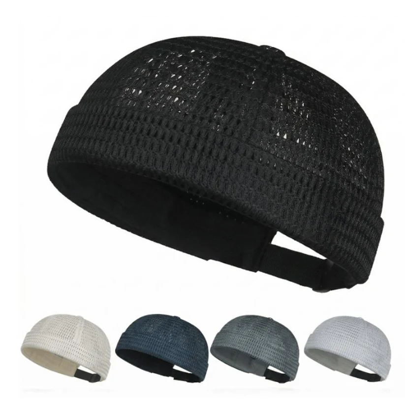 Men's Breathable Brimless Docker Hat – Lightweight Mesh Skull Cap for Summer Outdoor Wear