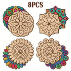 8-piece large wooden mandala painting set