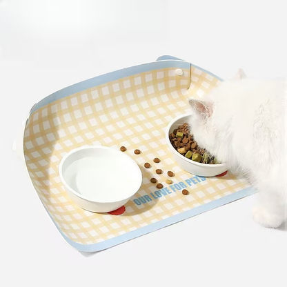 Pet Feeding Mat | Non-Slip Cat and Dog Bowl Mat, Size Adjustable