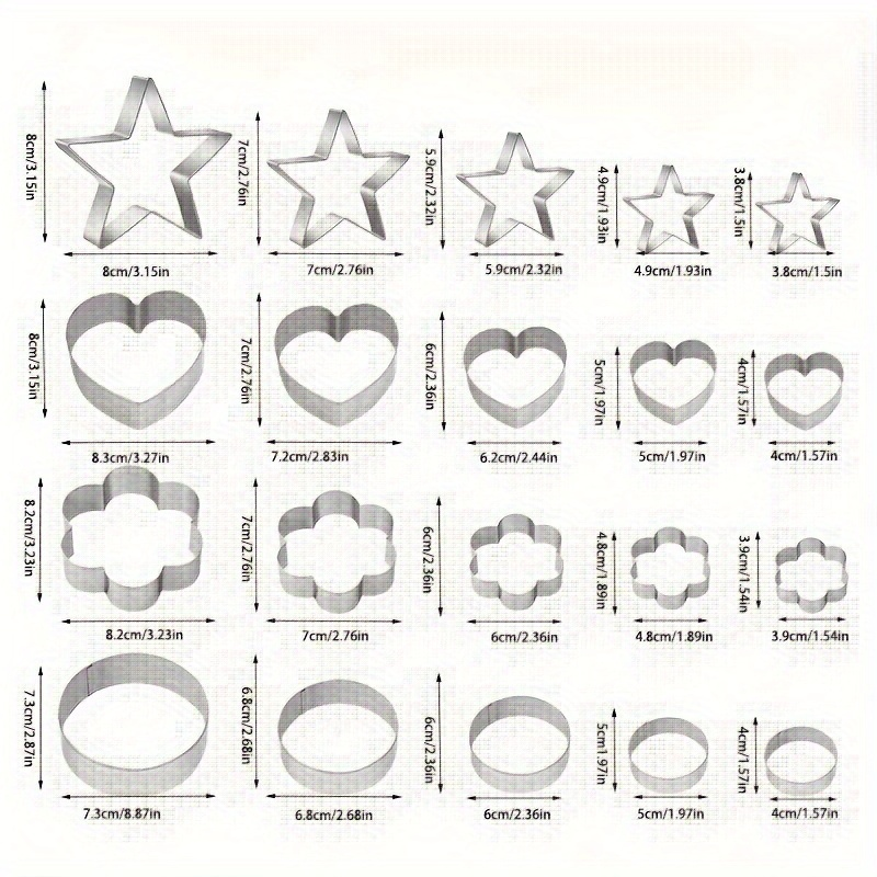 20-piece stainless steel cookie cutter set, stainless steel baking molds