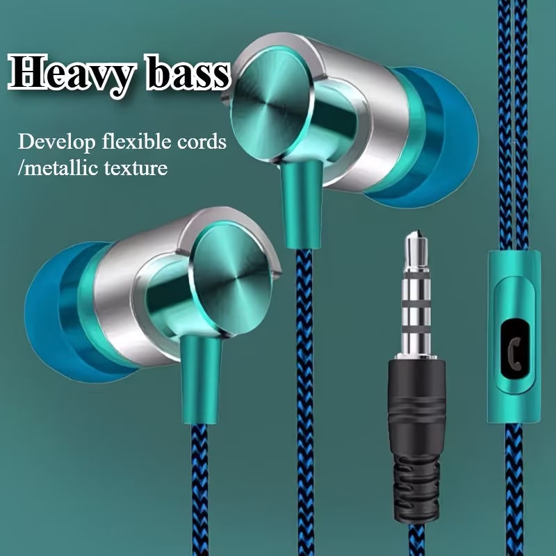 3.5mm wired in ear headphones with in ear noise reduction ergonomic design HiFi stereo sports music headphones