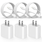 Quick charger for iPhone, iPhone charging cable, 3-pack iPhone charger for fast charging