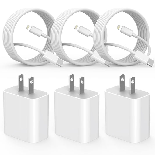 Quick charger for iPhone, iPhone charging cable, 3-pack iPhone charger for fast charging
