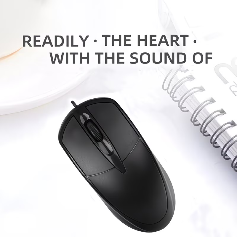 USB optical wired mouse, laptop, home office mouse, anti slip scroll wheel