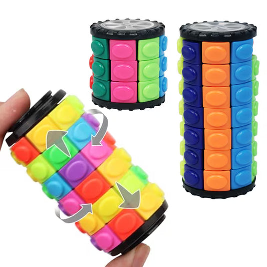 3 colorful cylindrical sliding Rubik's Cube toys