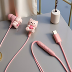 Cute cat shaped wired headphones with additional features, built-in microphone and volume adjustment