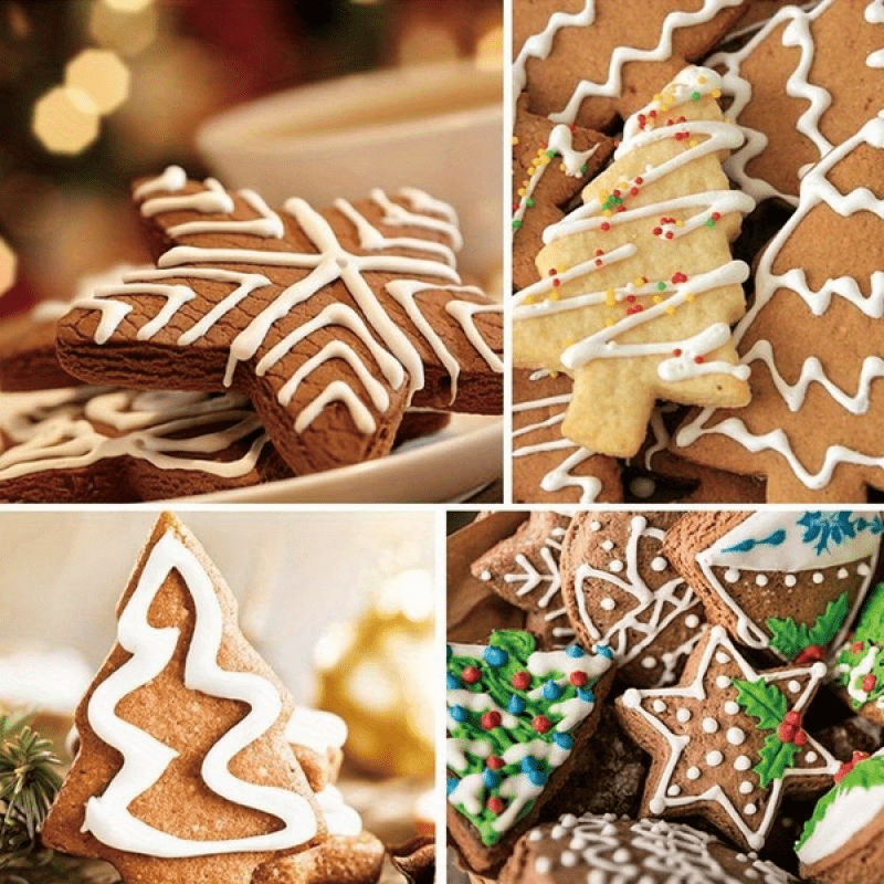 4-piece set of plastic Christmas cookie cutters, creative pressing cookie molds