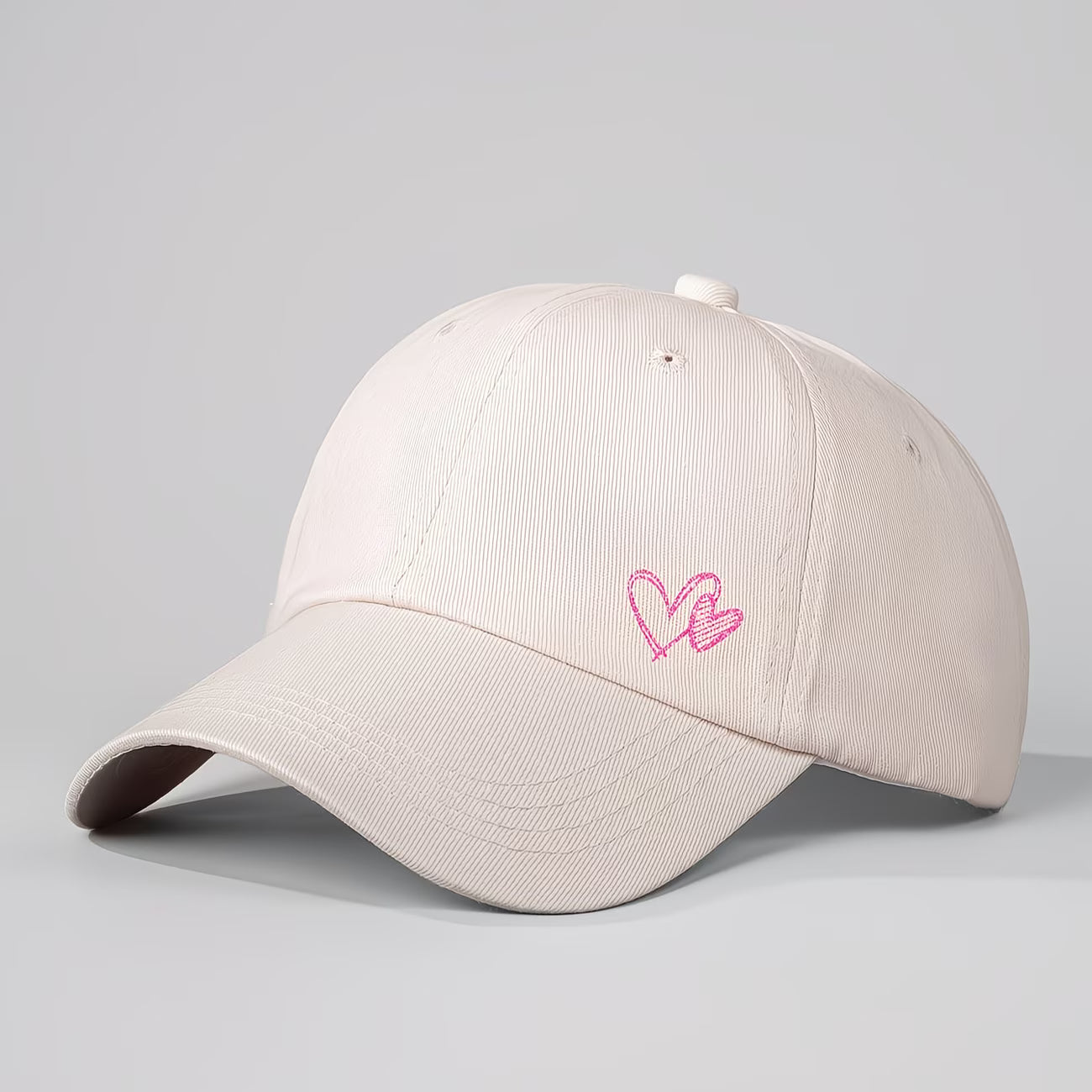 Printed Sequin Double-Heart Baseball Cap