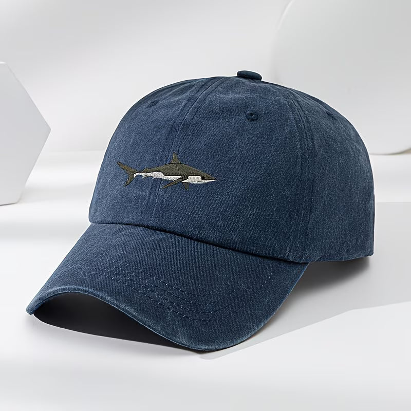 High-quality shark embroidered baseball cap