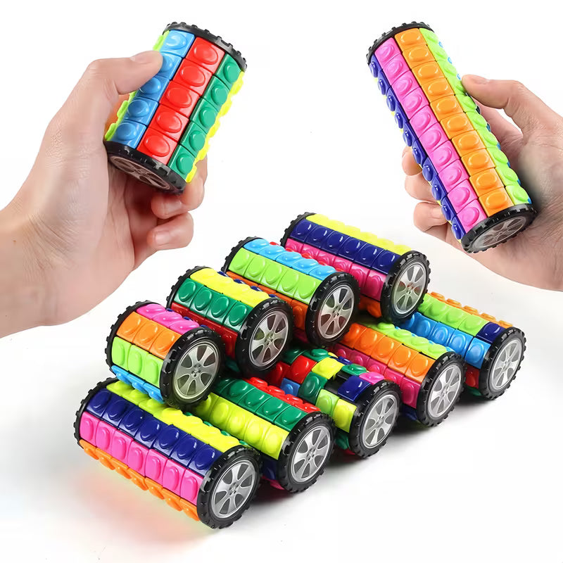 3 colorful cylindrical sliding Rubik's Cube toys