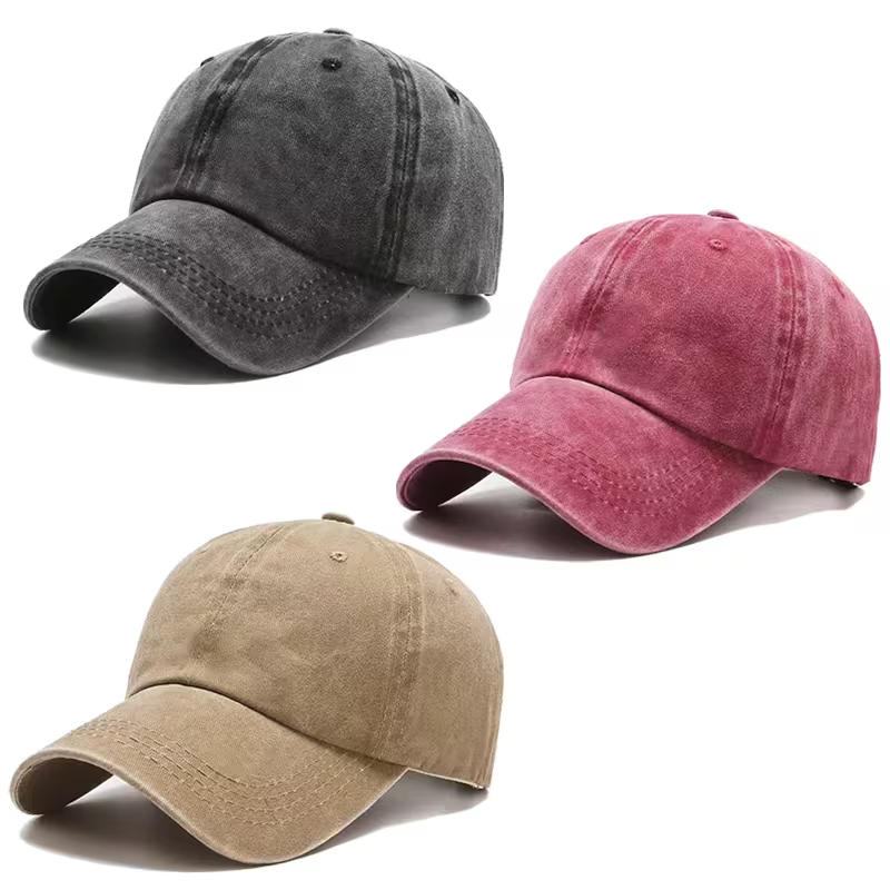 Retro washed baseball cap, solid color washed casual sports cap