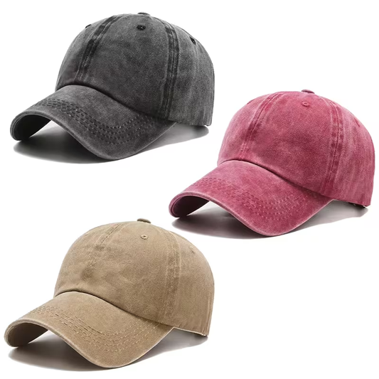 Retro washed baseball cap, solid color washed casual sports cap