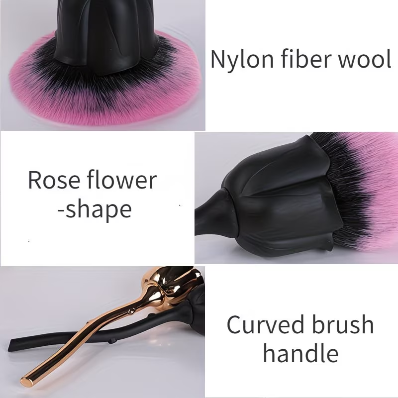 1 rose nail brush, soft hair, powder and powder blusher tool