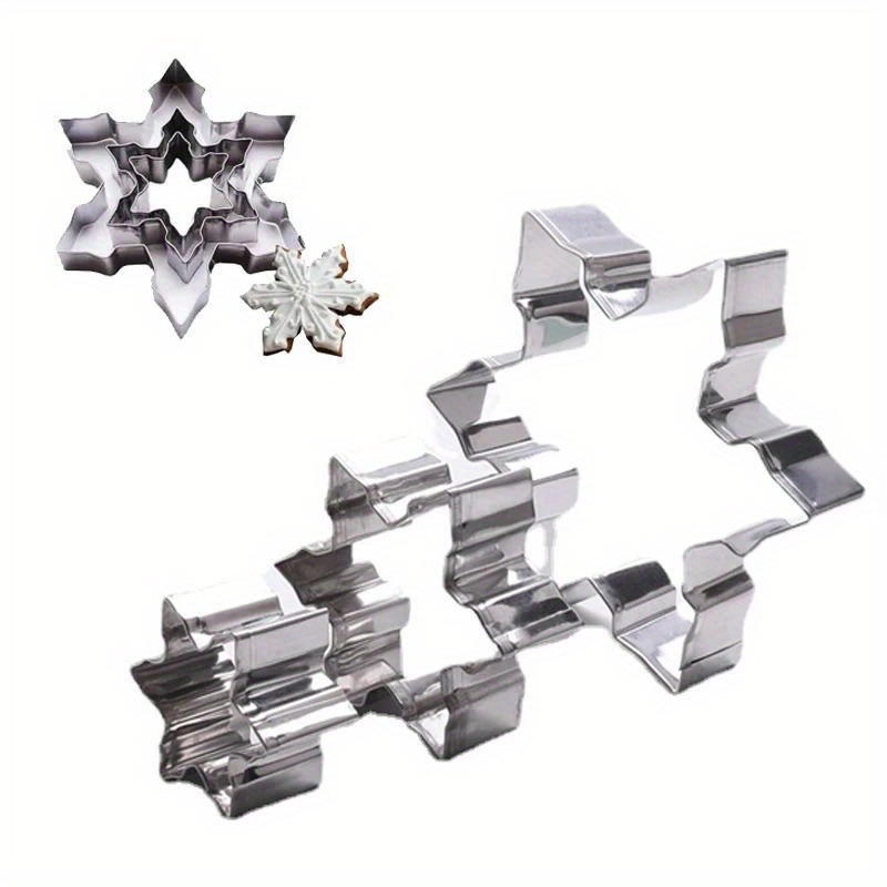 3-piece set of 3D Christmas snowflake stainless steel cookie cutters