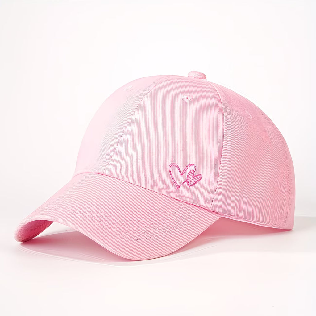 Printed Sequin Double-Heart Baseball Cap