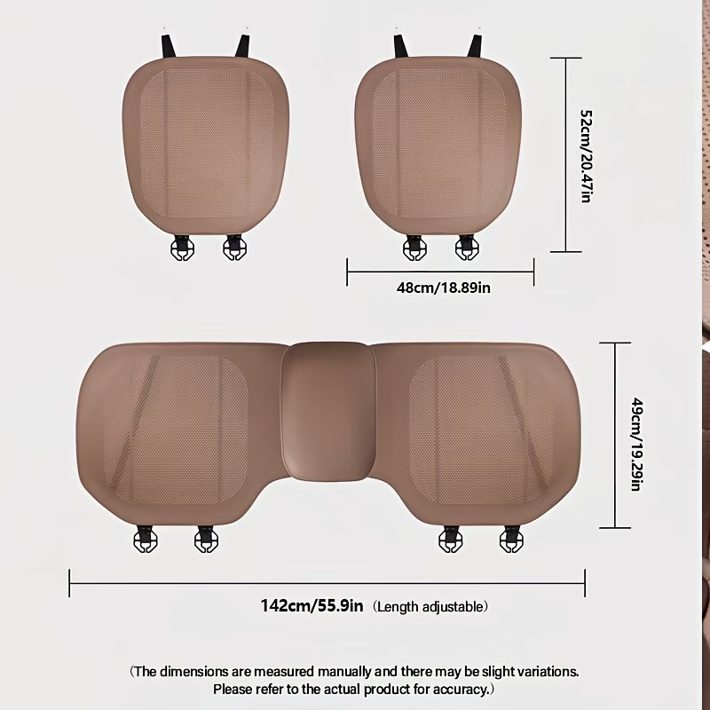 Nappa Car Seat Cushions, Front and Rear Seat Covers, Breathable and Form-Fitting, Four-Season Seat Covers, Car Interior Accessories