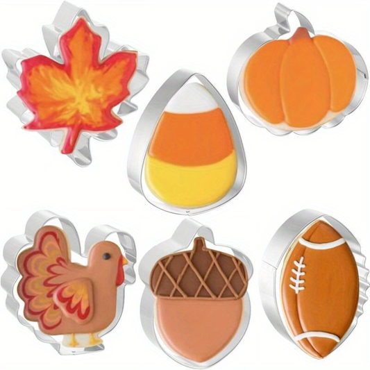 6-piece Thanksgiving Stainless Steel Cookie Mold Cake Baking DIY Tool Set