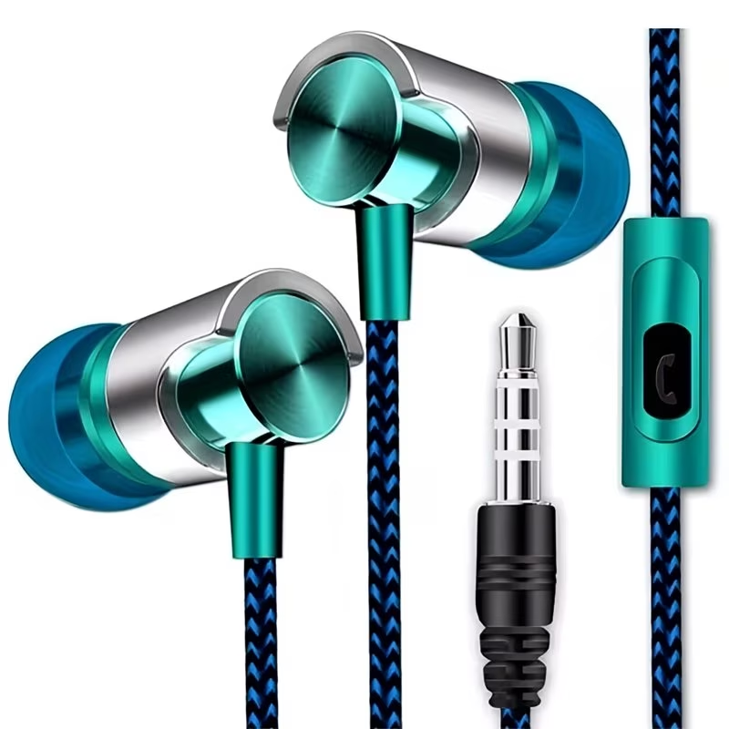 3.5mm wired in ear headphones with in ear noise reduction ergonomic design HiFi stereo sports music headphones