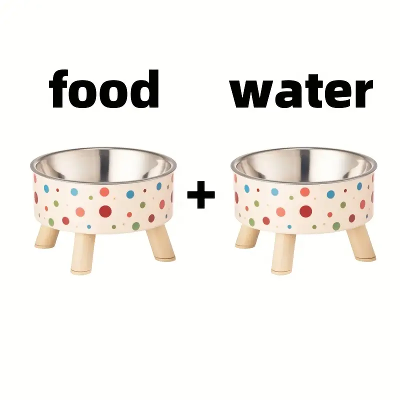 Cat bowl, stainless steel riser feeder with non-slip base, 13.5 oz cat water bowl