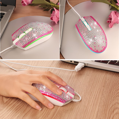 Sparkling rhinestone wired mouse - a sparkling crystal mouse suitable for desks, ladies, office decorations, and sparkling accessories