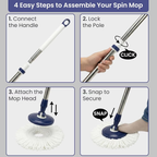 Spin mop set with a double-bucket design, one for clean water and one for dirty water.
