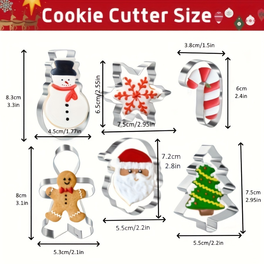 6-piece stainless steel Christmas cookie cutter set