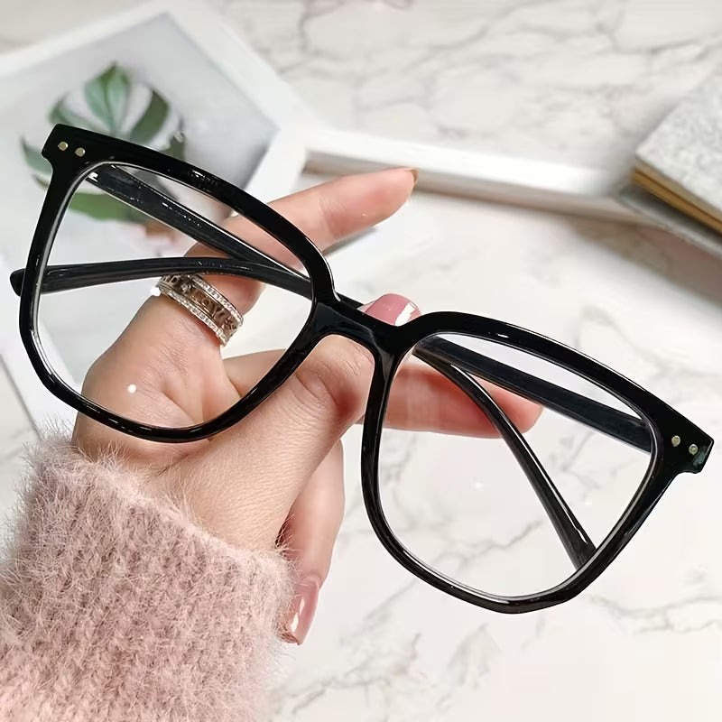 Blue-light blocking glasses (1 pair) — Unisex, oval, full-frame, clear lenses