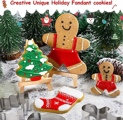 6-piece Christmas cookie cutter set, stainless steel pastry molds, cookie cutters
