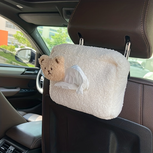 1pc Plush Bear Decoration Car Tissue Box