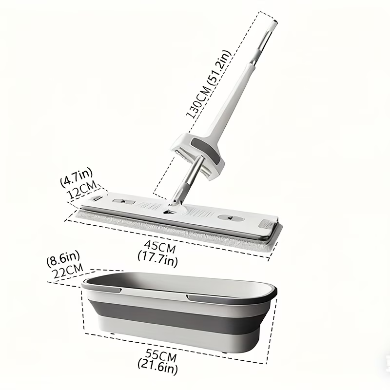 8-piece household mop bucket set, with scraper, quick-drying flat mop for lazy people.