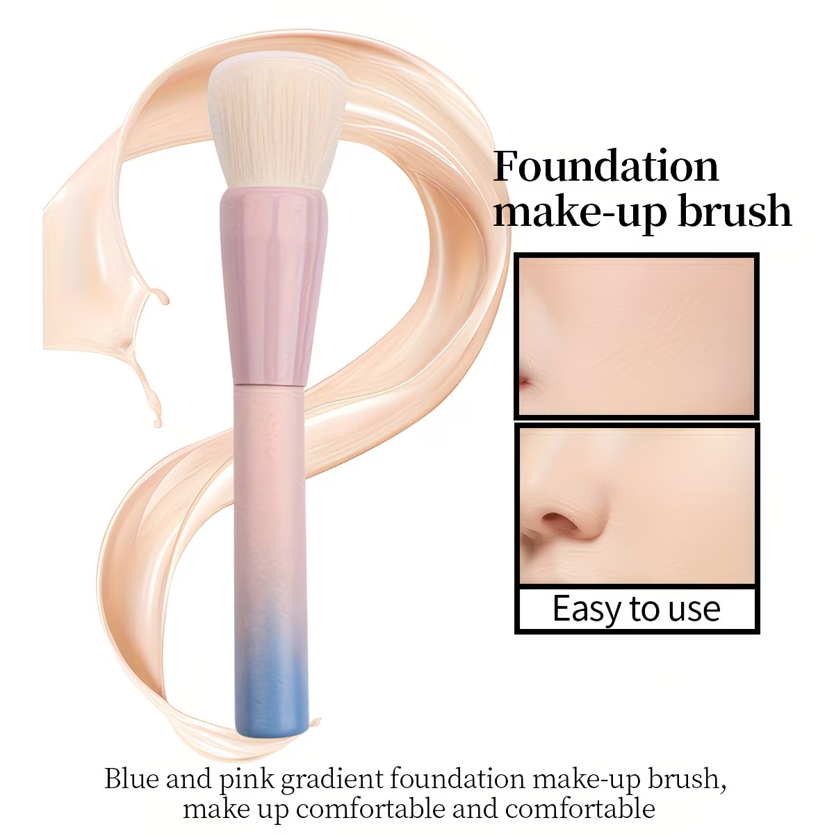 1pc Highlighter Brush With Wooden Handle Multifunctional Professional Face Blush Makeup Brush