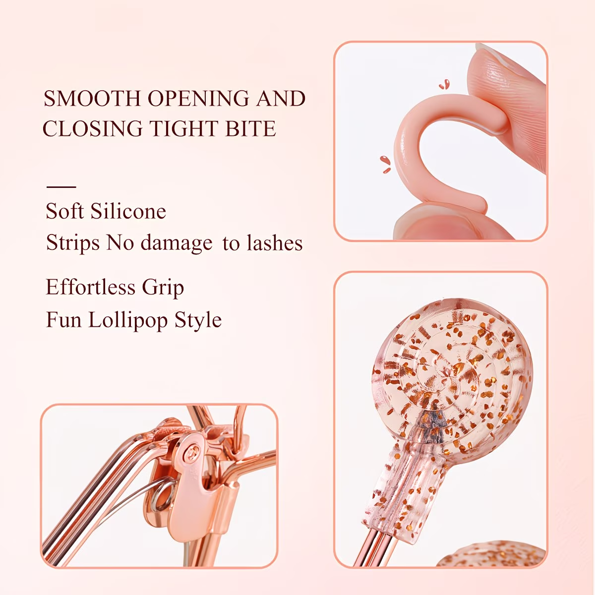 A fashionable and luxurious transparent eyelash curler with curled lashes