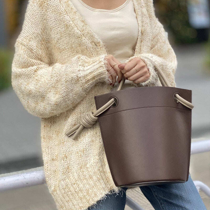 Newest Knot Design PU Large capacity Bucket bag handbags for women