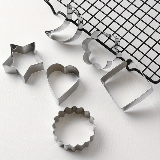6-piece geometric cookie cutter set, stainless steel pastry molds